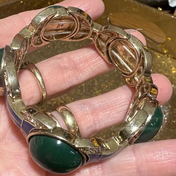 Ann Taylor Gorgeous Green & Blue Enamel Stretch Bracelet - Picture 3 of 5